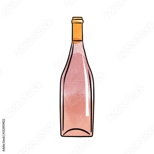 watercolor vector alkohol bottle illustration