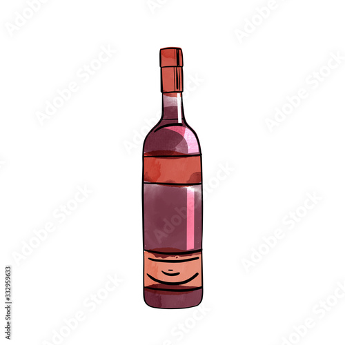 watercolor vector alkohol bottle illustration