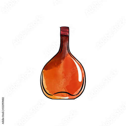 watercolor vector alkohol bottle illustration