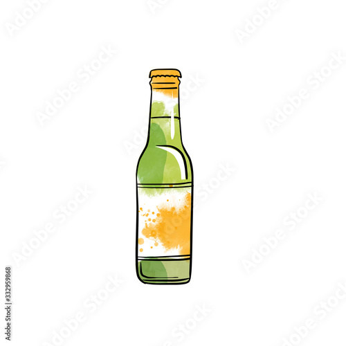 watercolor vector alkohol bottle illustration