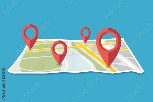 We have moved navigation map with pionters vector graphic design eps 10