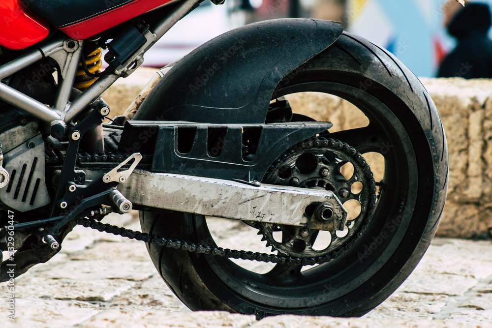 Closeup of a motorcycle 