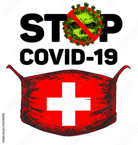 Covid-19, virus. Medical logo, medical mask, sign.