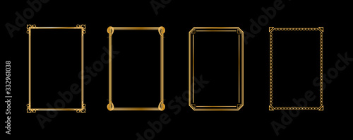 Set of golden vintage frames for your design with place for text. Gold frame for paintings or photographs. Vector illustration EPS10