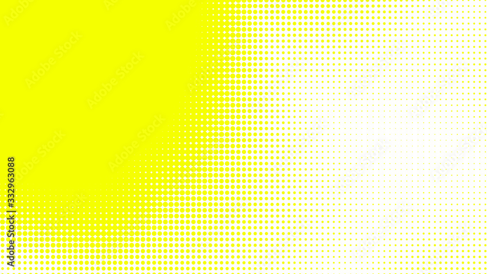 Fototapeta premium Dots halftone white yellow color pattern gradient texture with technology digital background. Dots pop art comics with summer background.
