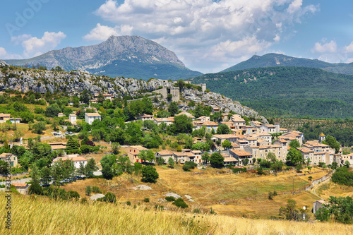 View medieval village of Trigance in Provence region, southern France photo
