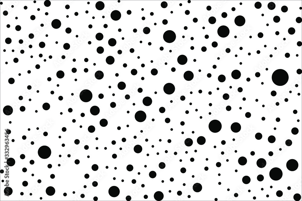 Random scattered dots, abstract black and white background. Seamless vector pattern. Black and white polka dot pattern. Celebration confetti background. Vector illustration