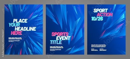Poster layout design with abstract dynamic shapes for sport event, invitation, awards or championship. Sport background.