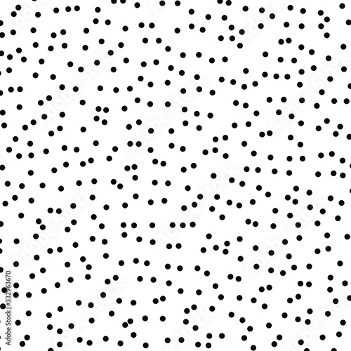 Random scattered dots, abstract black and white background. Seamless vector pattern. Black and white polka dot pattern. Celebration confetti background. Vector illustration