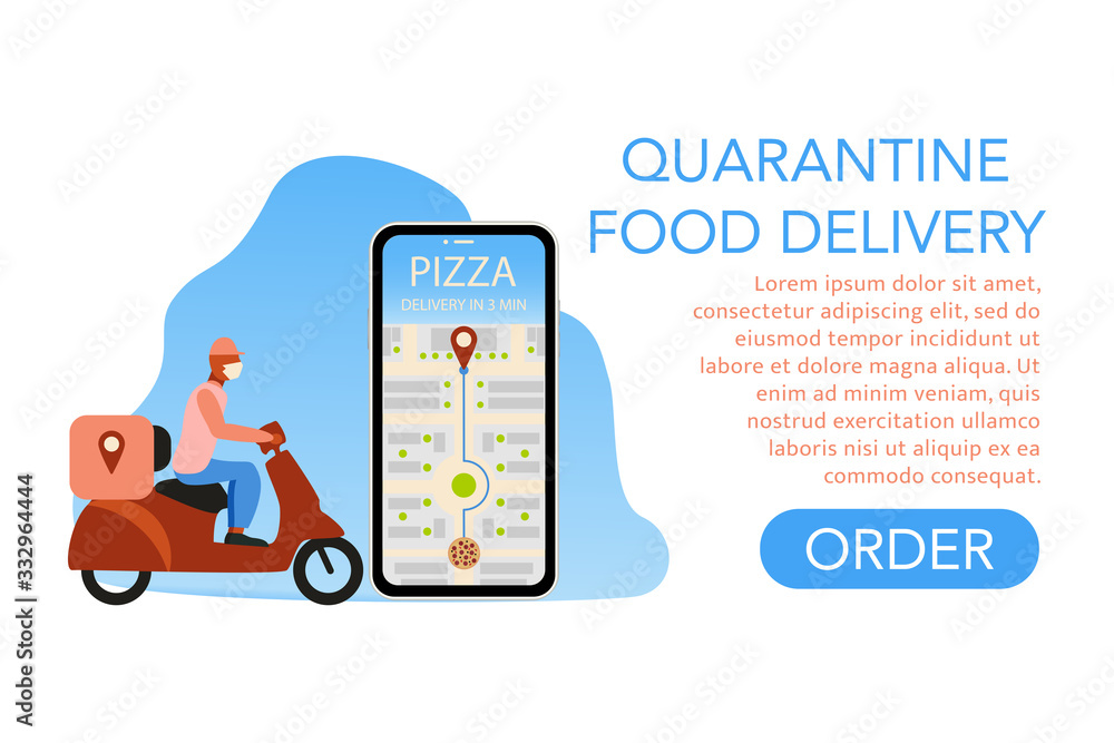quarantine food delivery face mask isolation vector quarantine food delivery face mask isolation vector