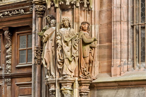 statues on a portal in the Cathedral of Our Lady of Strasbourg Alsace, France