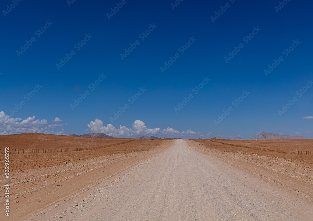 Dust road at the namib desert in Namibia