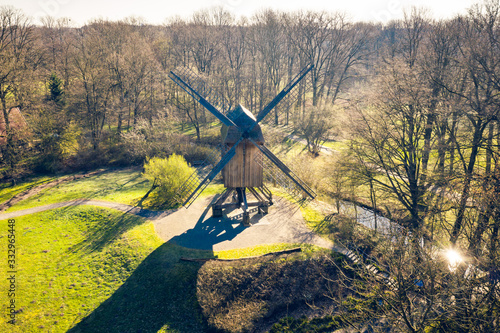 Arial view old windmill photo