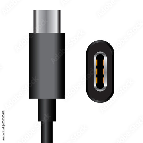 USB-C cable display with top and front connector