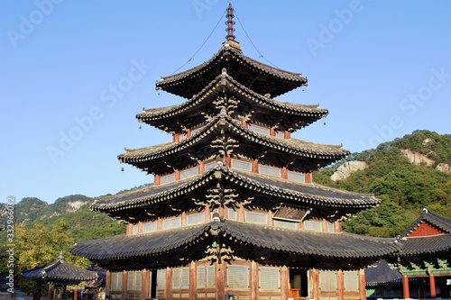 Palsangjeon five story wooden pagoda at Beopjusa temple, Songnisan National Park, Korea
