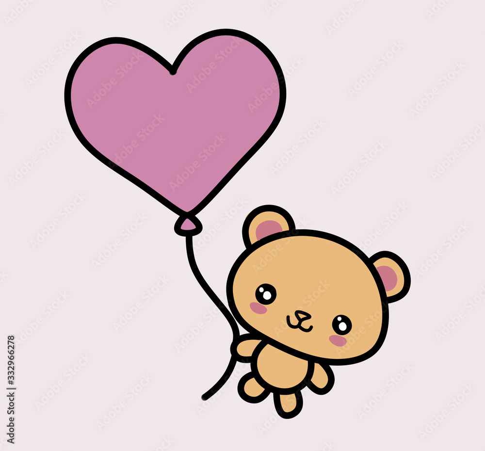 Cute bear with balloon heart book illustration Cute bear with balloon heart book illustration