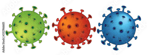 Covonavirus green, blue and red versions
