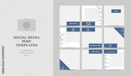 Trendy editable design for social media. Vector Illustration templates.