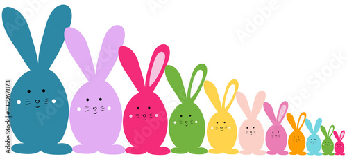 Easter banner. Easter bunny family vector illustration bright and colorful element for design