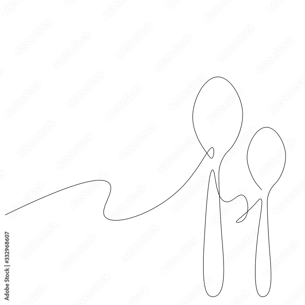 Spoons line drawing, vector illustration Spoons line drawing, vector illustration