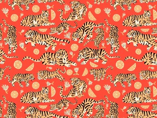 Acrylglasbilder Rote Muster Tiger Pattern  © Zeb