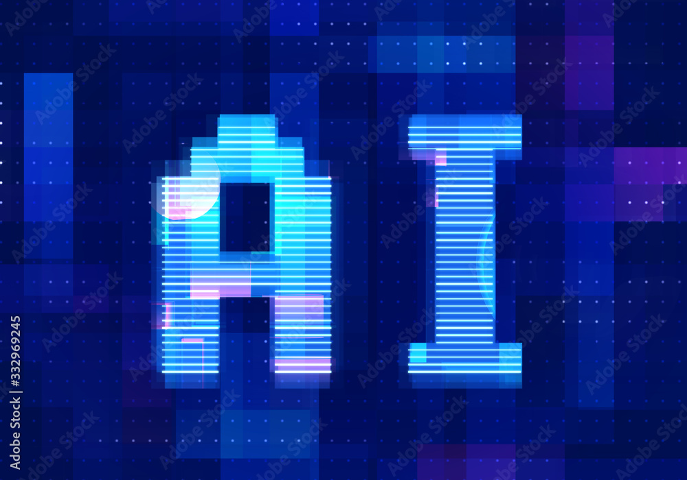 Artificial intelligence icon AI technology blue background. Abstract digital machine learning with digital future design concept. Artificial intelligence icon AI technology blue background. Abstract digital machine learning with digital future design concept.