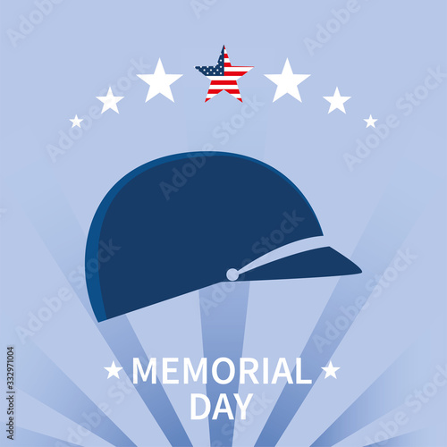 label memorial day with military helmet