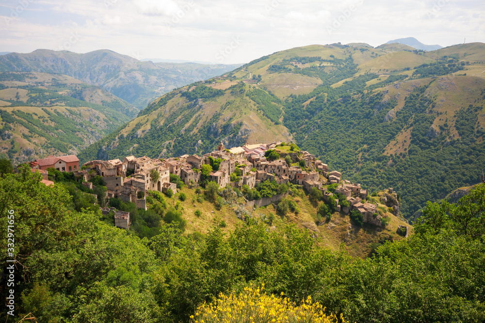 The ruins of the ghost town of Romagnano al Monte, Salerno, Campania, Italy The ruins of the ghost town of Romagnano al Monte, Salerno, Campania, Italy