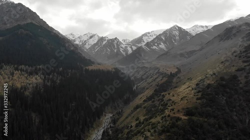 Ala Archa National Park in Autumn with some snow on the peaks photo