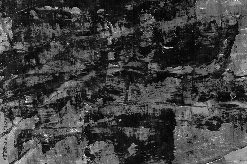 Abstract art background. Acrylic painting. Fragment of the canvas. Black texture. Modern Art.	
