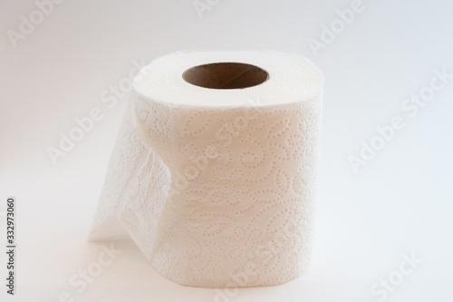 A roll of toilet paper isolated on a white background