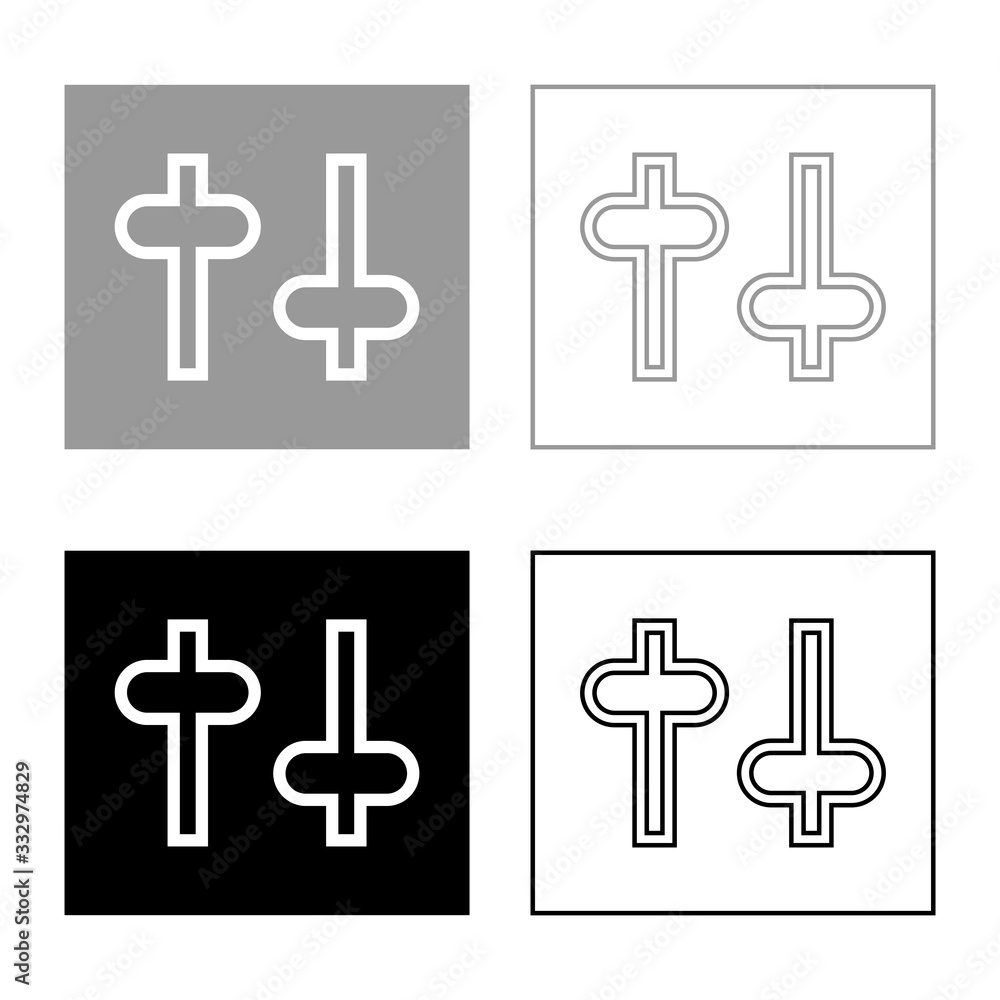 Settings knob Setting Switches regulators icon outline set black grey color vector illustration flat style image Settings knob Setting Switches regulators icon outline set black grey color vector illustration flat style image