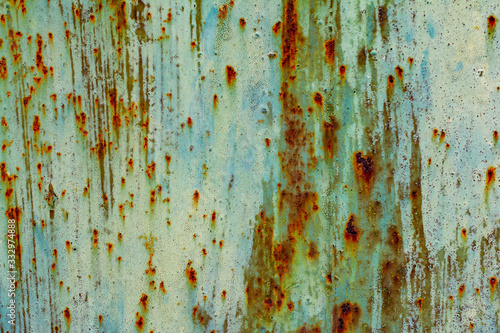 Texture of rusty green metal