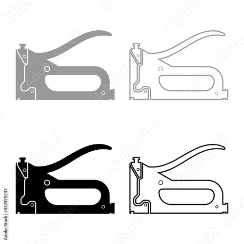 Construction stapler Working tools Gun for building icon outline set black grey color vector illustration flat style image