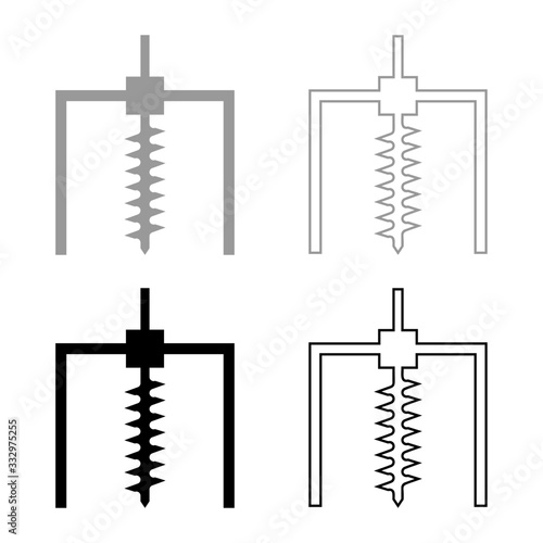 Drilling rig Bore for ground mine industry geological Boring concept Auger icon outline set black grey color vector illustration flat style image