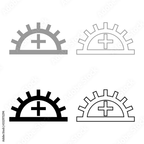 Satisfactory light fastness Designation on the wallpaper symbol icon outline set black grey color vector illustration flat style image