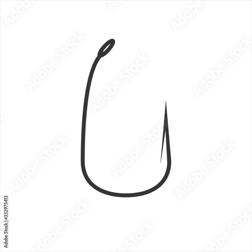 Fishing hook icon , black sign design vector