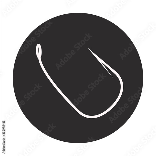 Fishing hook icon , black sign design vector