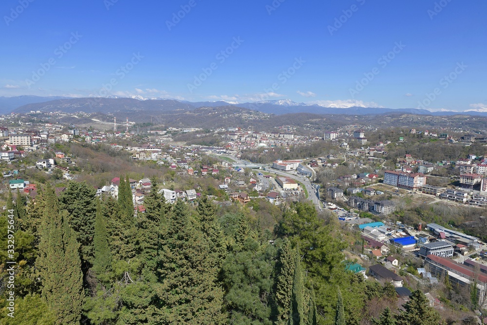 Obraz premium top view of the panorama of the southern city