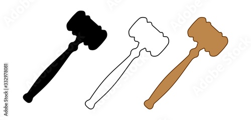Gavel icons vector set isolated on white background