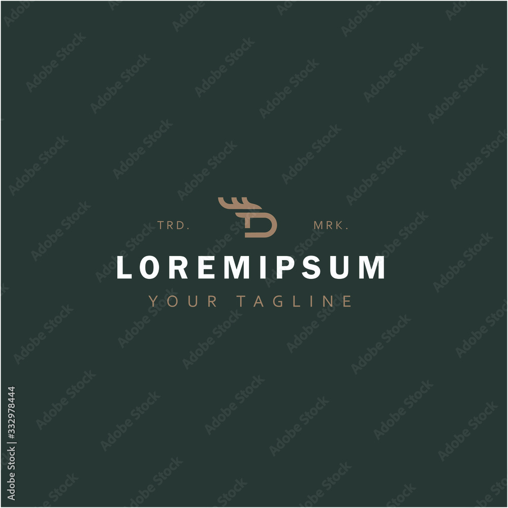 Fototapeta premium letter D and deer head logo design