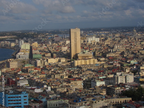 Havana,Cuba - January 28, 2020: Top view of the city and sea shore in Havana, Cuba.