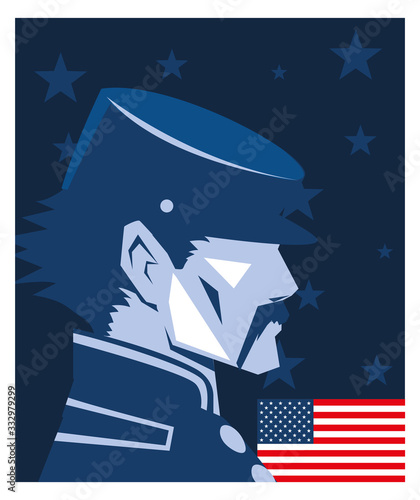 poster with american soldier in uniform, memorial day