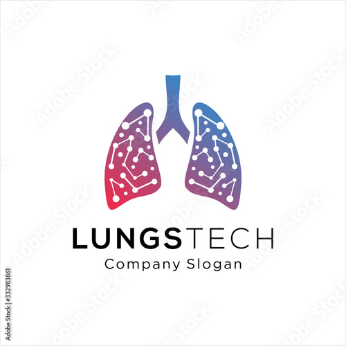  lungs technology logo design vector, respiratory system logo designs, lungs tech Idea logo design inspiration 