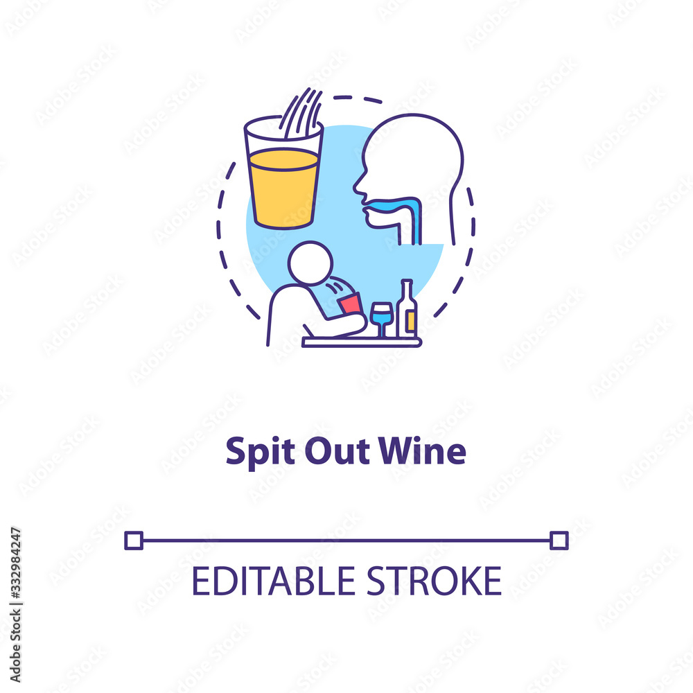 Spit out wine concept icon. Professional sommelier advice, winetasting tips idea thin line illustration. Avoid swallowing at degustation. Vector isolated outline RGB color drawing. Editable stroke