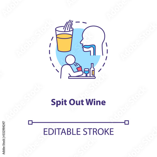 Spit out wine concept icon. Professional sommelier advice, winetasting tips idea thin line illustration. Avoid swallowing at degustation. Vector isolated outline RGB color drawing. Editable stroke