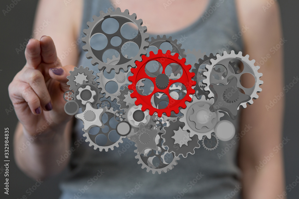 Business, Internet and technology concept. Business select gear icon on virtual screen. Business, Internet and technology concept. Business select gear icon on virtual screen.