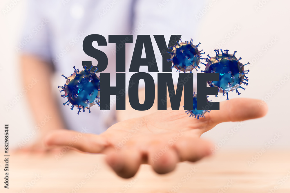 Obraz premium Stay home digital stay safe 3d.
