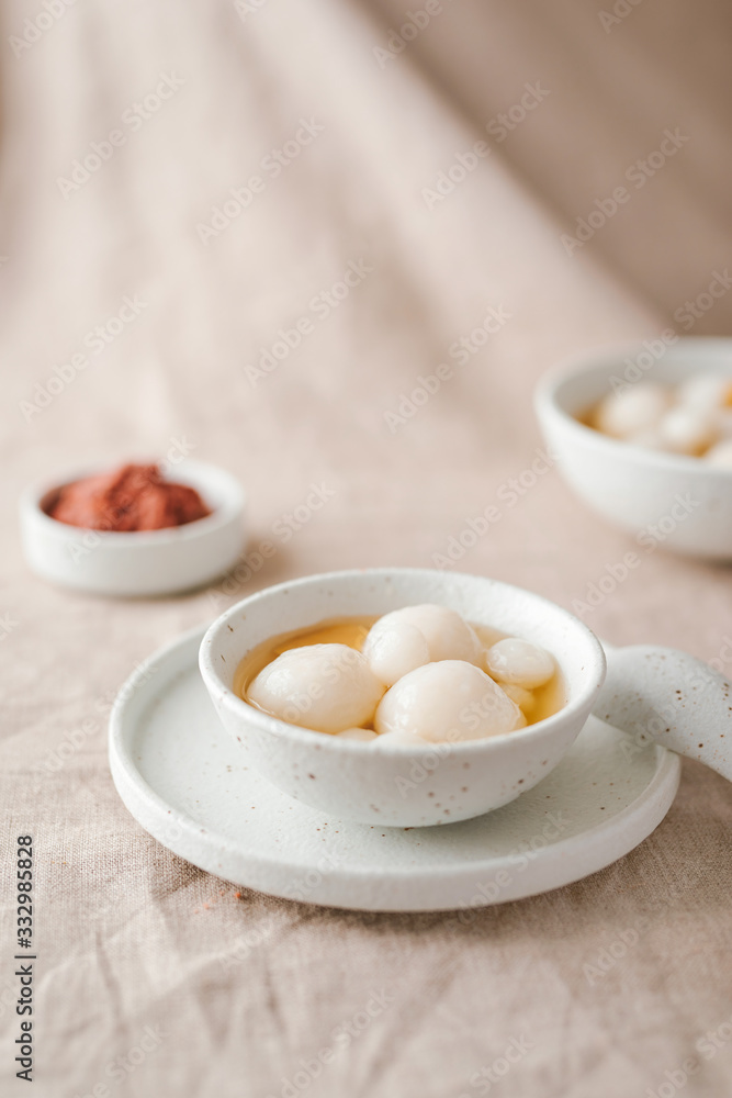 Vietnamese dessert. (Che troi nuoc) sweet soup Dumplings rice ball Vietnamese dessert. (Che troi nuoc) sweet soup Dumplings rice ball