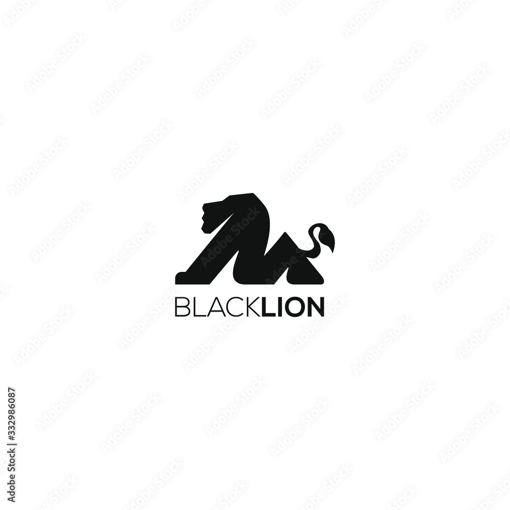 Obraz premium monochrome, simple, modern black lion logo idea
